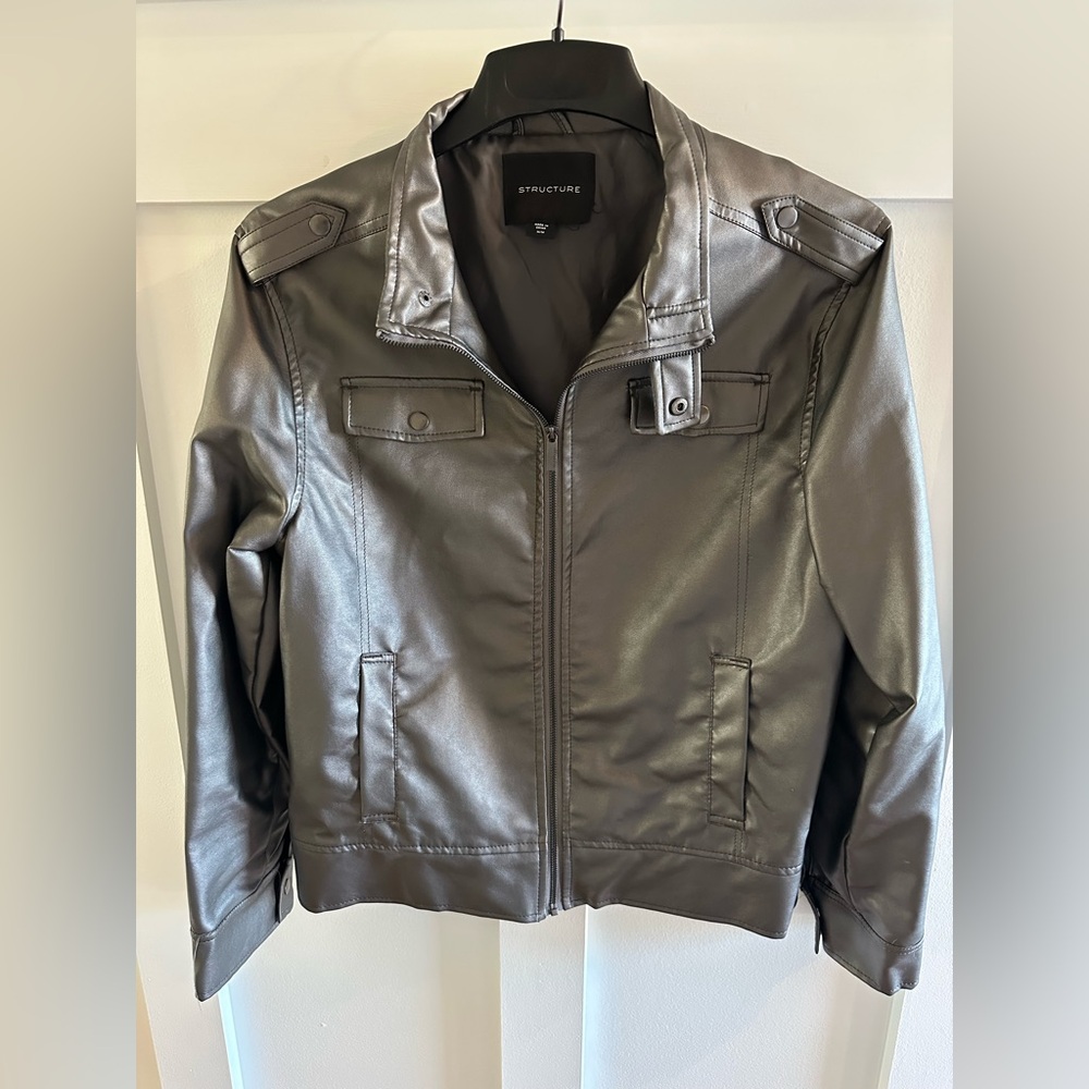 Structure Silver Faux Leather Jacket